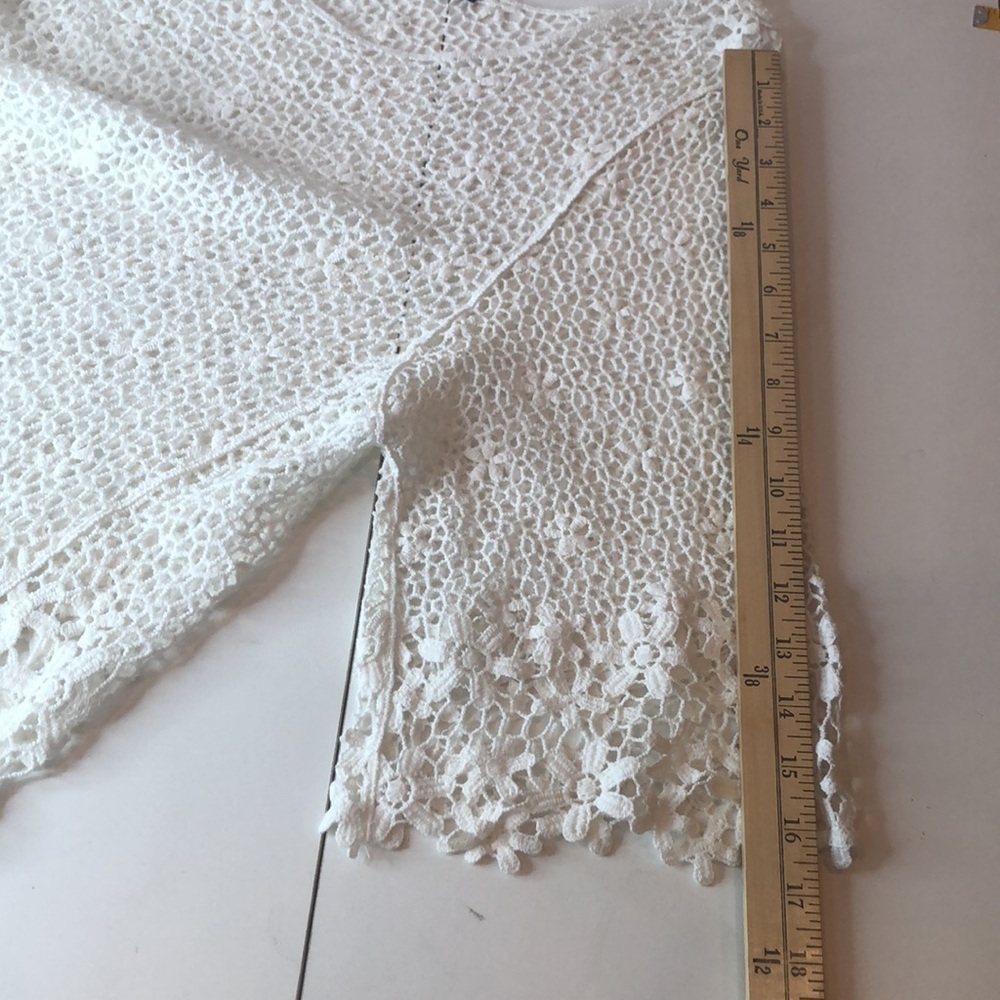AMANDA BLU White Lace 3/5 Sleeve Top w Cami women’s large - Picture 11 of 17